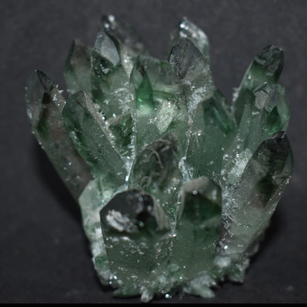 Green Phantom Quartz Cluster